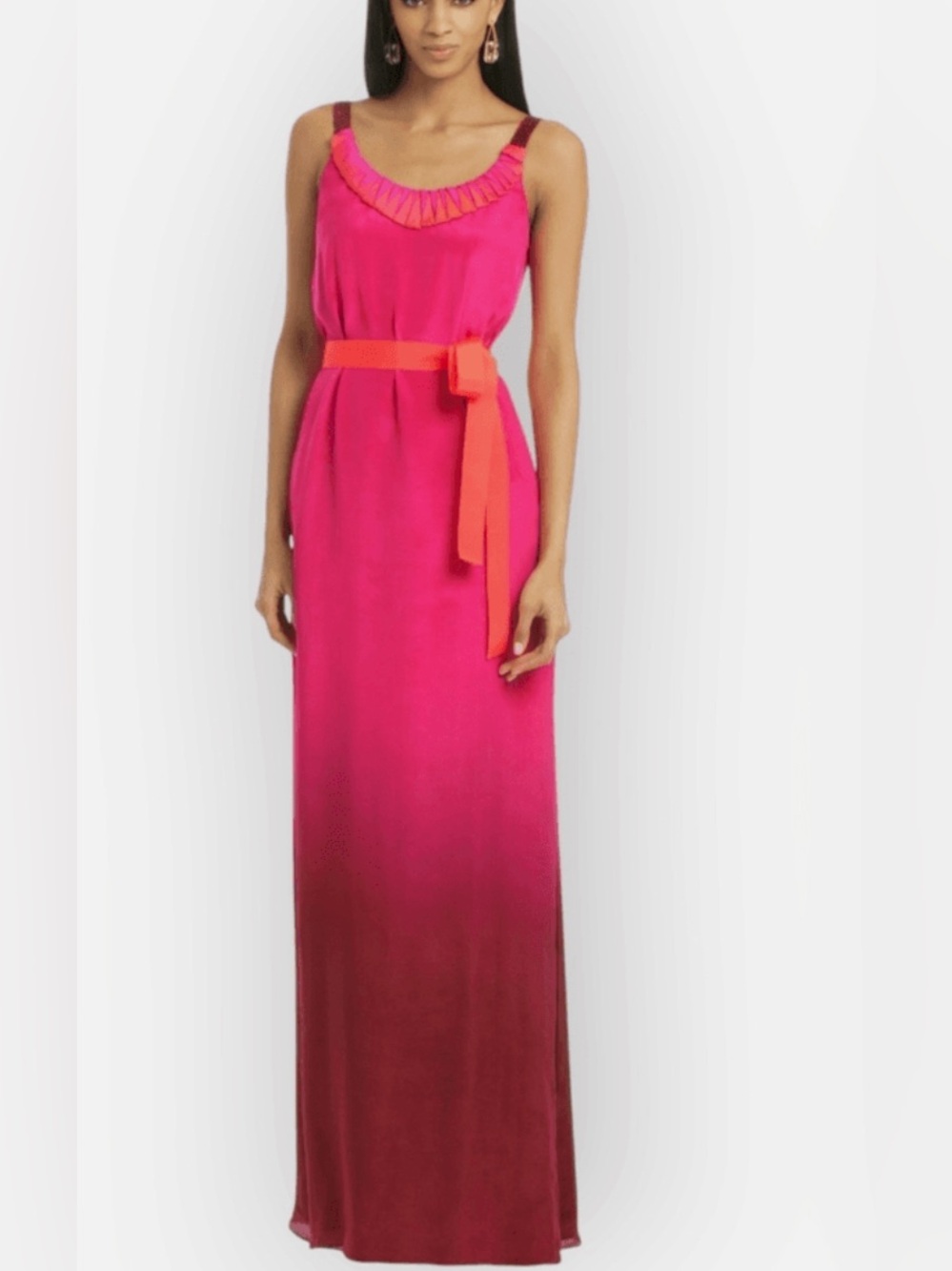 Nachiket Barve Versova Beach 100% Silk Ombre Fuchsia Pink Full Length Gown